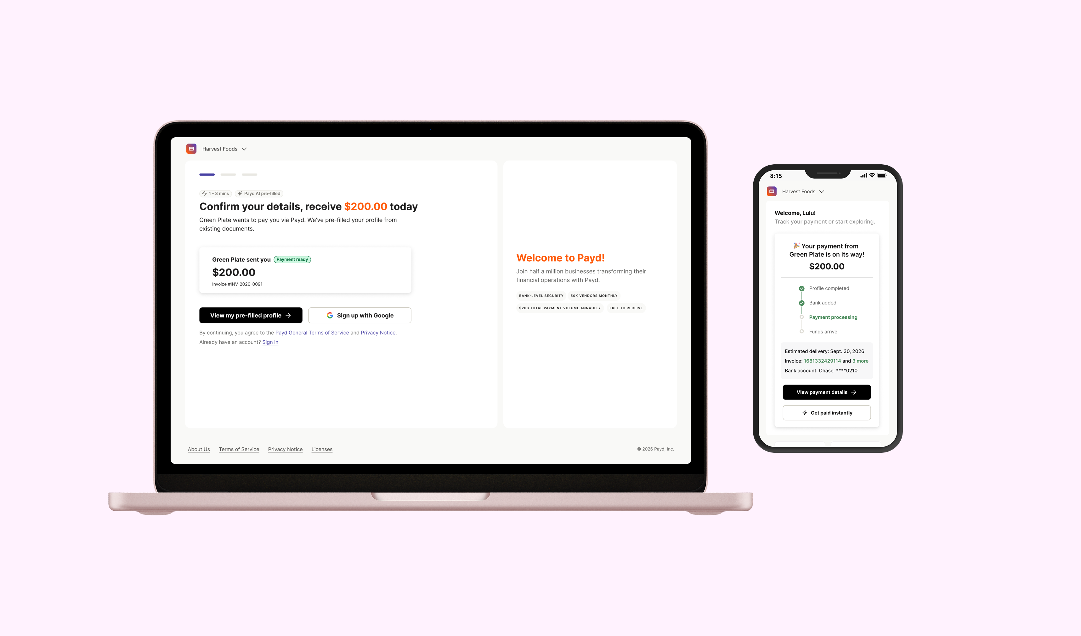 Supplier onboarding: the redesigned vendor flow that delivers the first payment before asking for a password.
